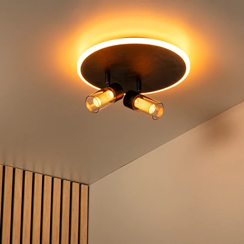 Lucide EVERINA - Flush ceiling light - Ø 30 cm - LED Dim. - CCT - 2200K/6500K - Black | Essential - atmosphere 1